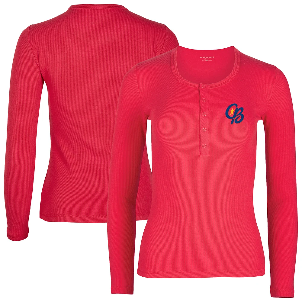 Women's Red Kannapolis Cannon Ballers Harper Henley Long Sleeve T-Shirt