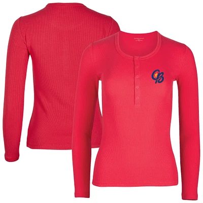 Women's Red Kannapolis Cannon Ballers Harper Henley Long Sleeve T-Shirt