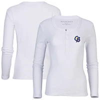 Women's White Kannapolis Cannon Ballers Harper Henley Long Sleeve T-Shirt