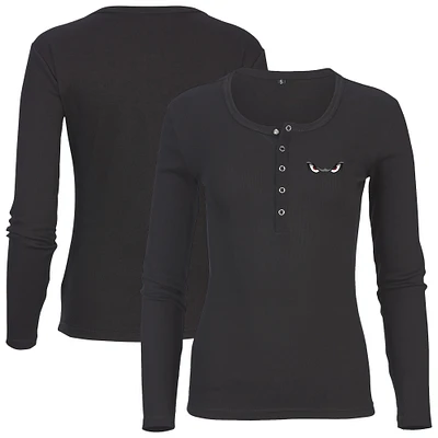 Women's Black Lake Elsinore Storm Harper Henley Long Sleeve T-Shirt