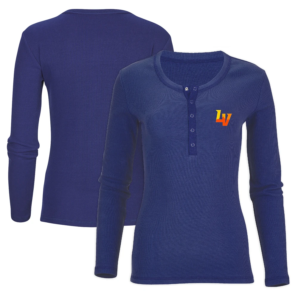 Women's Navy Las Vegas Aviators Harper Henley Long Sleeve T-Shirt