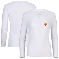 Women's White Las Vegas Aviators Harper Henley Long Sleeve T-Shirt