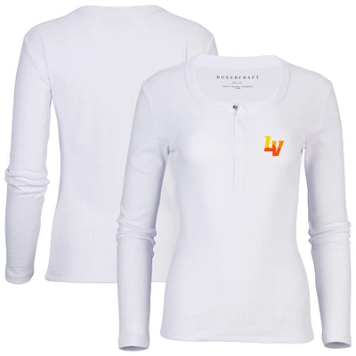 Women's White Las Vegas Aviators Harper Henley Long Sleeve T-Shirt