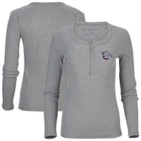 Women's Heather Gray Lehigh Valley IronPigs Harper Henley Long Sleeve T-Shirt