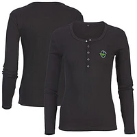 Women's Black Hillsboro Hops Harper Henley Long Sleeve T-Shirt