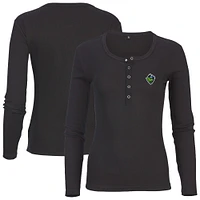 Women's Black Hillsboro Hops Harper Henley Long Sleeve T-Shirt