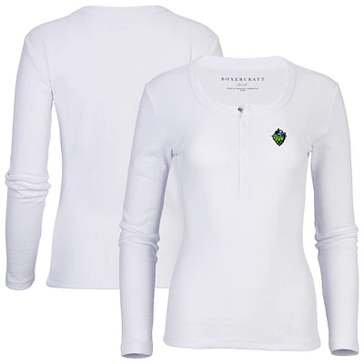 Women's White Hillsboro Hops Harper Henley Long Sleeve T-Shirt