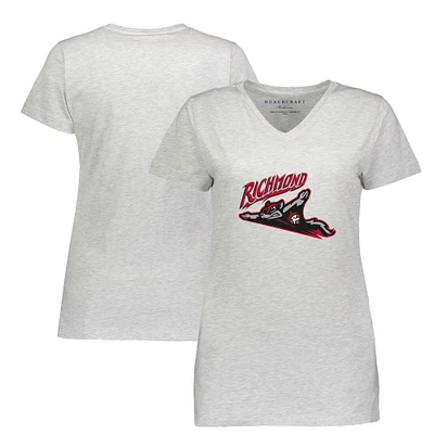 Women's  Heather Gray Richmond Flying Squirrels Essential V-Neck T-Shirt