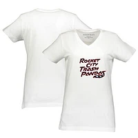 Women's  White Rocket City Trash Pandas Essential V-Neck T-Shirt