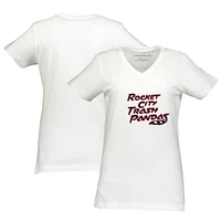 Women's  White Rocket City Trash Pandas Essential V-Neck T-Shirt