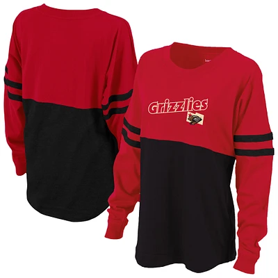 Women's Red Fresno Grizzlies Retro Jersey Long Sleeve Pom T-Shirt