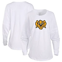 Women's White Charleston RiverDogs Retro Jersey Long Sleeve Pom T-Shirt