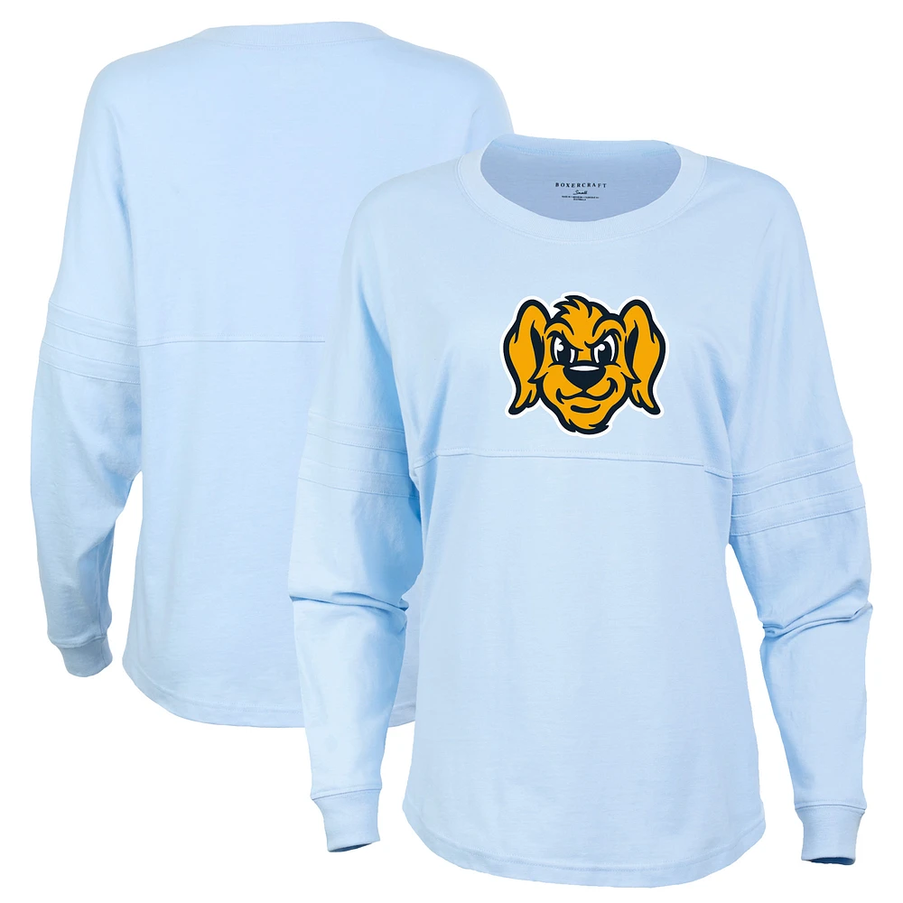 Women's Light Blue Charleston RiverDogs Retro Jersey Long Sleeve Pom T-Shirt
