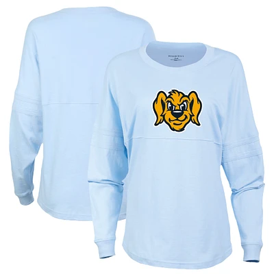 Women's Light Blue Charleston RiverDogs Retro Jersey Long Sleeve Pom T-Shirt