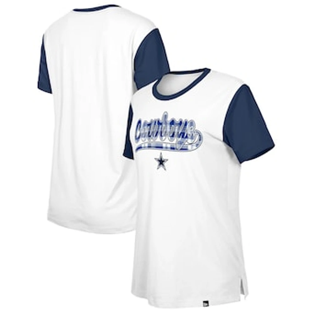 Women's New Era White/Navy Dallas Cowboys 3rd Down T-Shirt