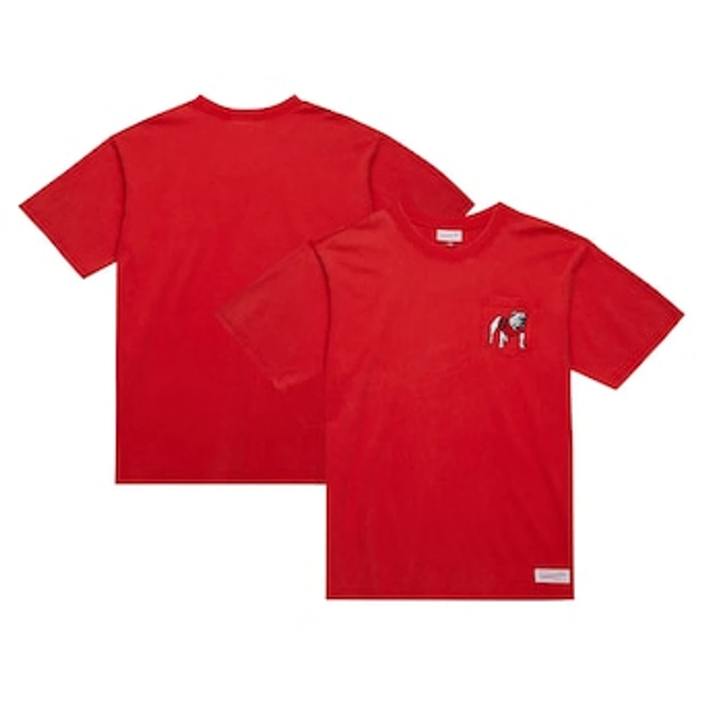 Men's Mitchell & Ness Red Georgia Bulldogs Throwback Fade Away T-Shirt