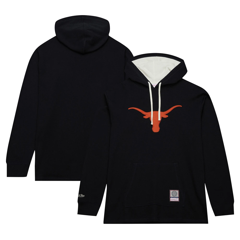 Men's Mitchell & Ness Black Texas Longhorns Lightweight Thermal Pullover Hoodie