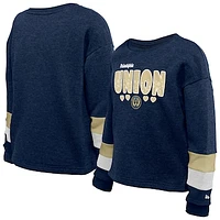 Youth Girls 5th & Ocean by New Era  Navy Philadelphia Union High-Low Crewneck Sweatshirt