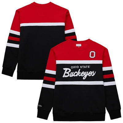 Men's Mitchell & Ness  Black Ohio State Buckeyes Vintage Logo Head Coach Fleece Pullover Sweatshirt