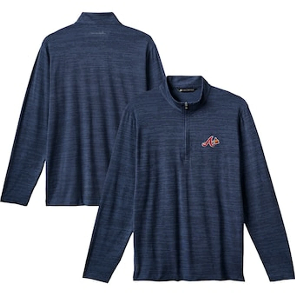 Men's TravisMathew Navy Atlanta Braves The Heater Quarter-Zip Pullover Top