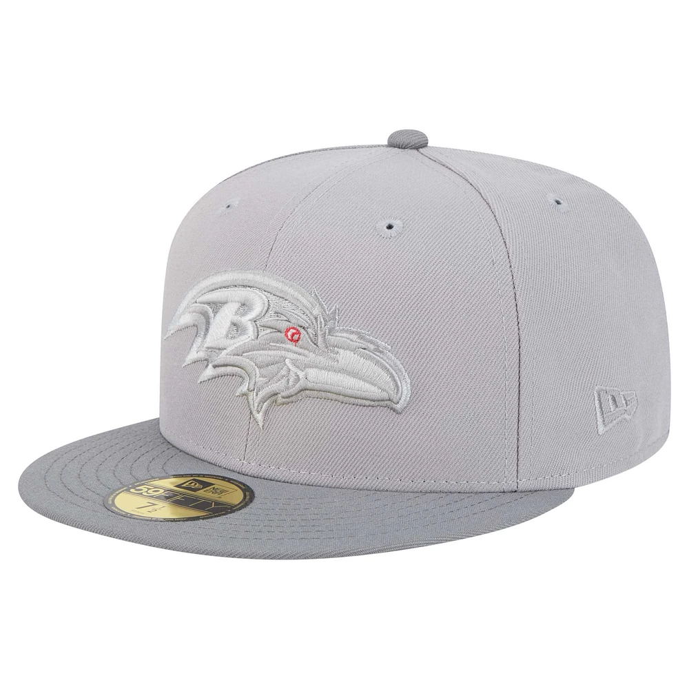 Men's New Era Gray/Graphite Baltimore Ravens Iron Cloud 59FIFTY Fitted Hat