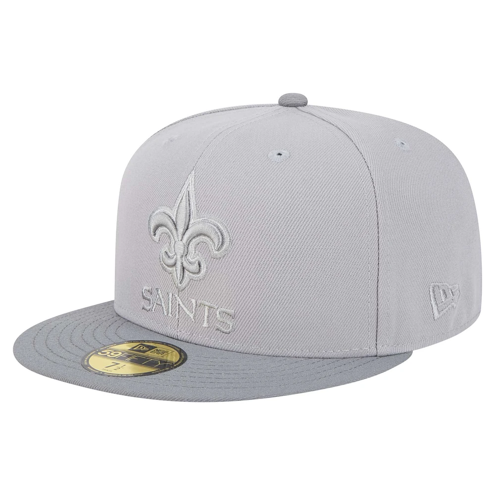 Men's New Era Gray/Graphite Orleans Saints Iron Cloud 59FIFTY Fitted Hat