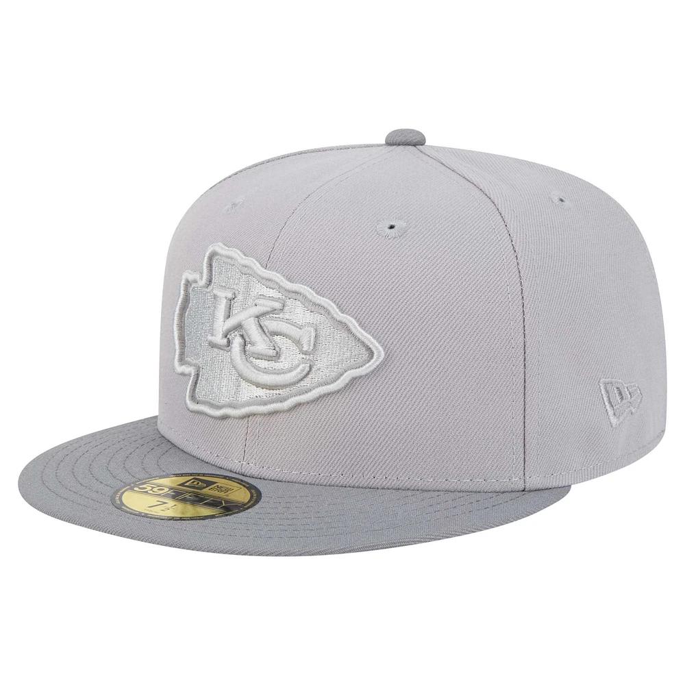 Men's New Era Gray/Graphite Kansas City Chiefs Iron Cloud 59FIFTY Fitted Hat