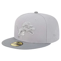 Men's New Era Gray/Graphite Detroit Lions Iron Cloud 59FIFTY Fitted Hat