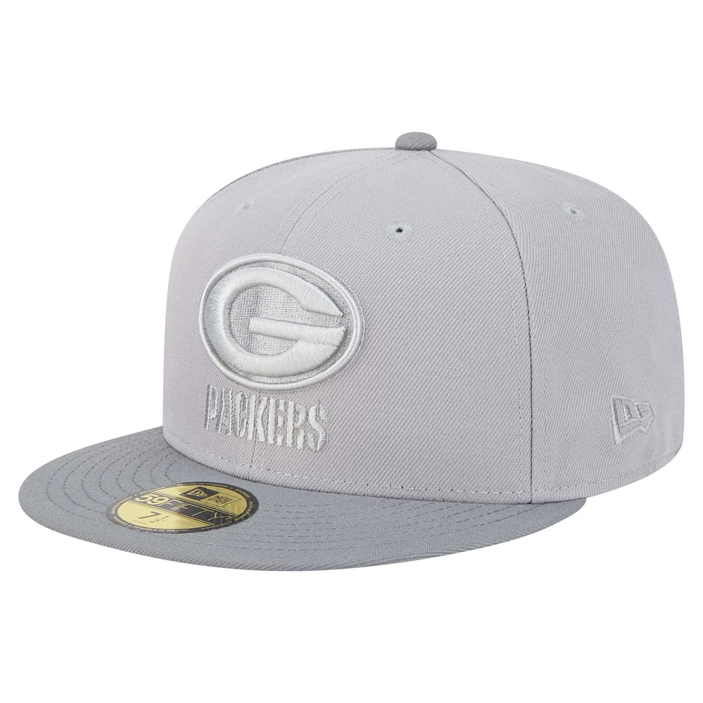 Men's New Era Gray/Graphite Green Bay Packers Iron Cloud 59FIFTY Fitted Hat