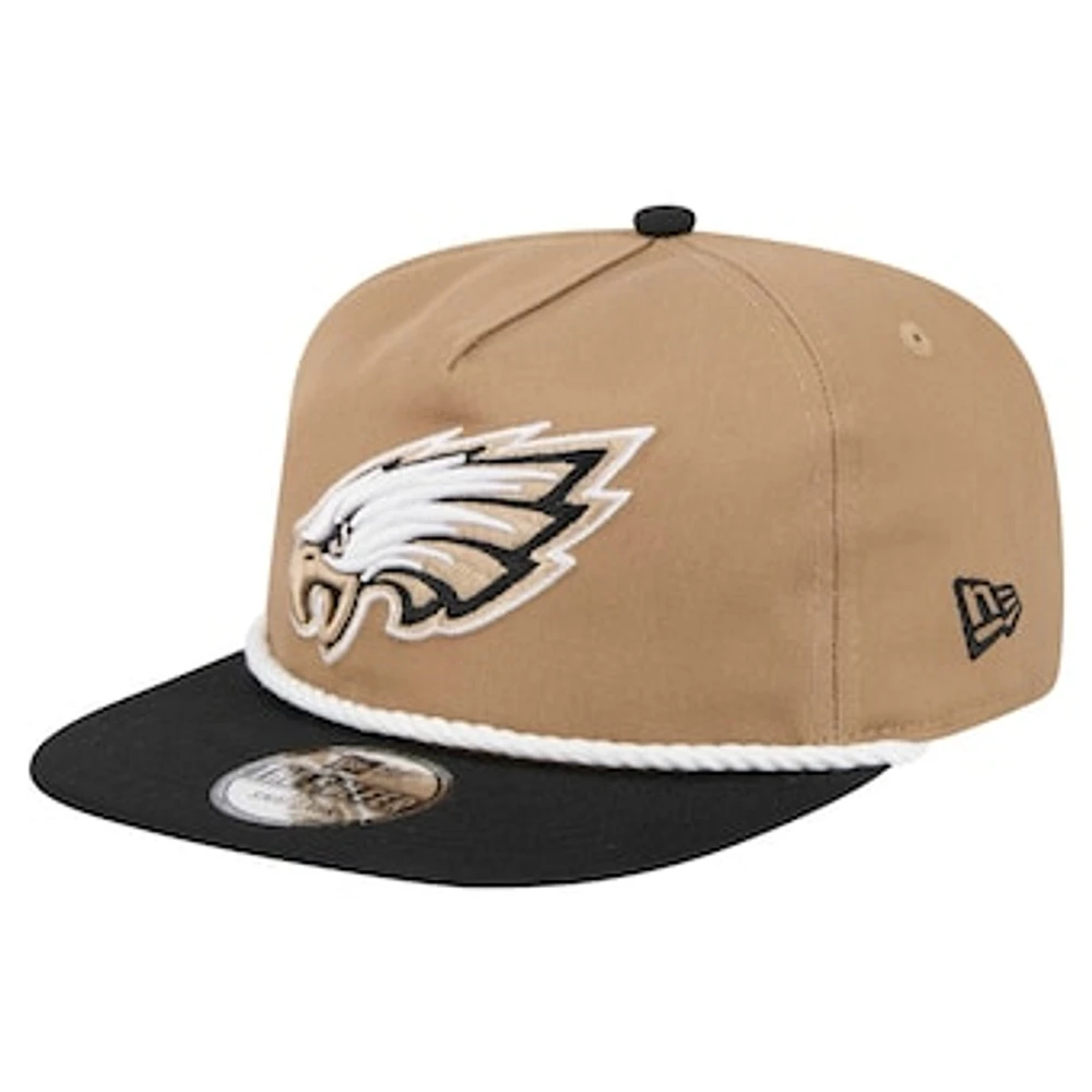 Men's New Era Khaki/Black Philadelphia Eagles Desert Golfer Snapback Hat