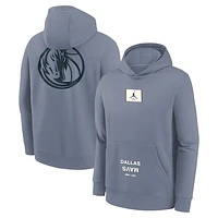 Youth Jordan Brand Ash Dallas Mavericks Courtside Statement Edition Pullover Hoodie