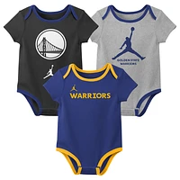 Newborn & Infant Jordan Brand Golden State Warriors Statement Edition Three-Pack Bodysuit Set