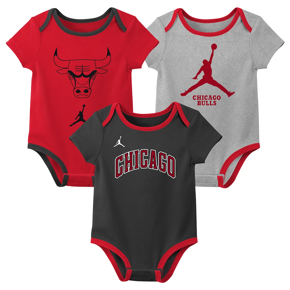 Newborn & Infant Jordan Brand Chicago Bulls Statement Edition Three-Pack Bodysuit Set