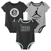 Newborn & Infant Jordan Brand Brooklyn Nets Statement Edition Three-Pack Bodysuit Set