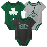 Newborn & Infant Jordan Brand Boston Celtics Statement Edition Three-Pack Bodysuit Set