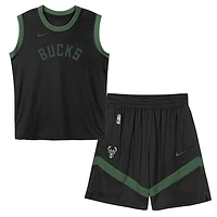 Preschool Black Milwaukee Bucks Mesh Tank Top and Shorts Set