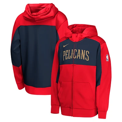 Youth Nike Red/Navy New Orleans Pelicans Authentic On-Court Showtime Performance Full-Zip Hoodie