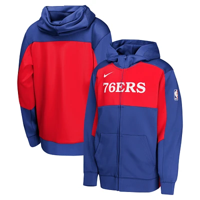 Youth Nike Royal/Red Philadelphia 76ers Authentic On-Court Showtime Performance Full-Zip Hoodie