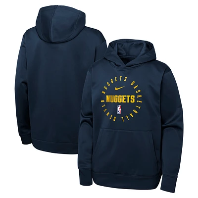 Youth Nike Navy Denver Nuggets Performance Practice Spotlight Pullover Hoodie