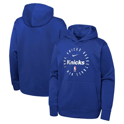 Youth Nike Blue New York Knicks Performance Practice Spotlight Pullover Hoodie