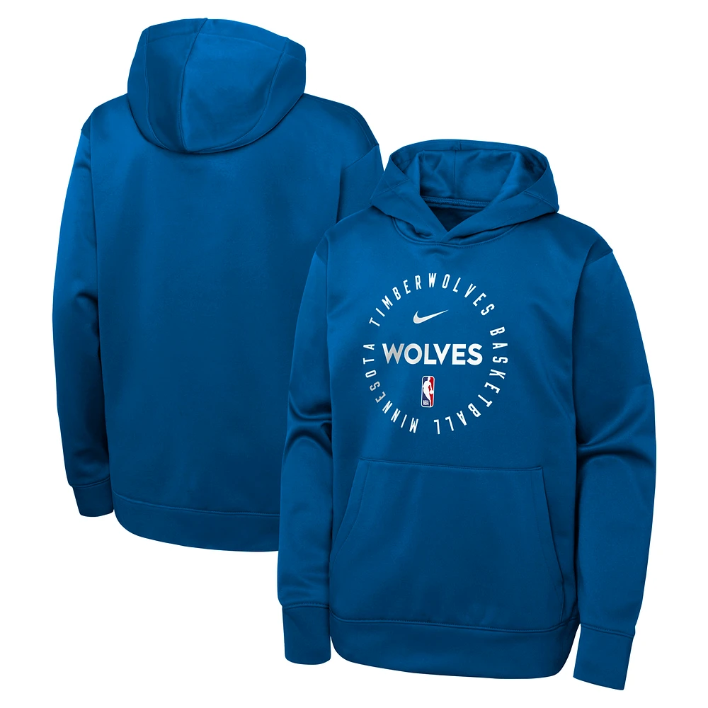 Youth Nike Blue Minnesota Timberwolves Performance Practice Spotlight Pullover Hoodie