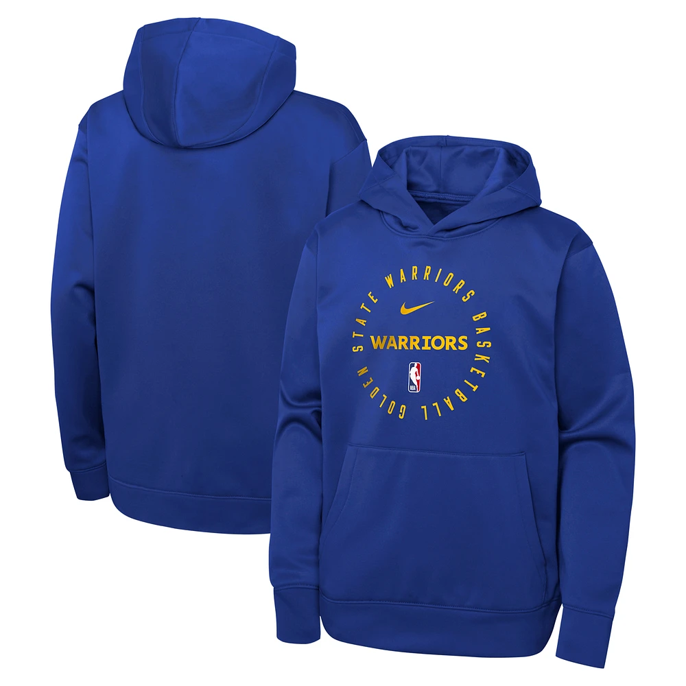 Youth Nike Royal Golden State Warriors Performance Practice Spotlight Pullover Hoodie