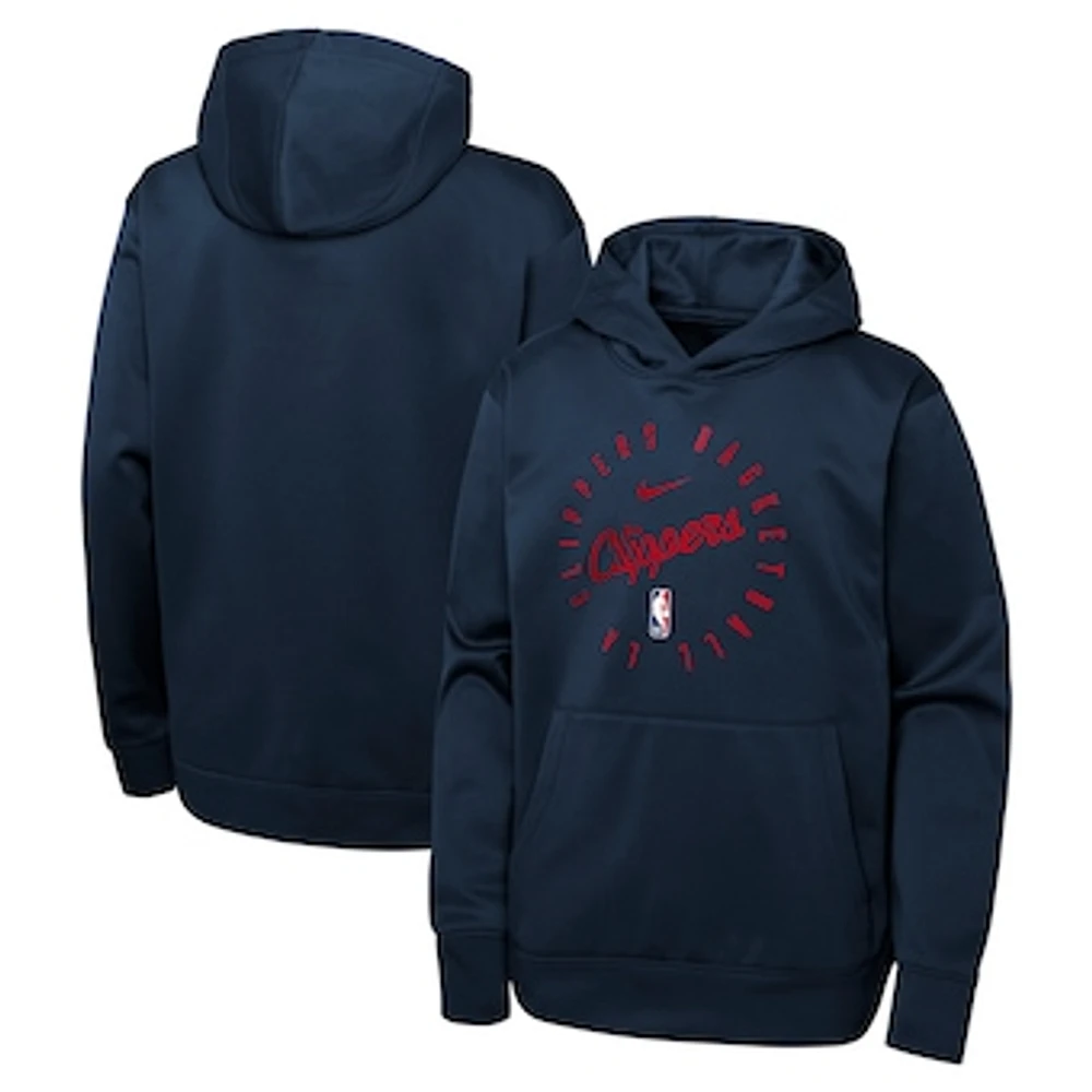 Youth Nike Navy LA Clippers Performance Practice Spotlight Pullover Hoodie