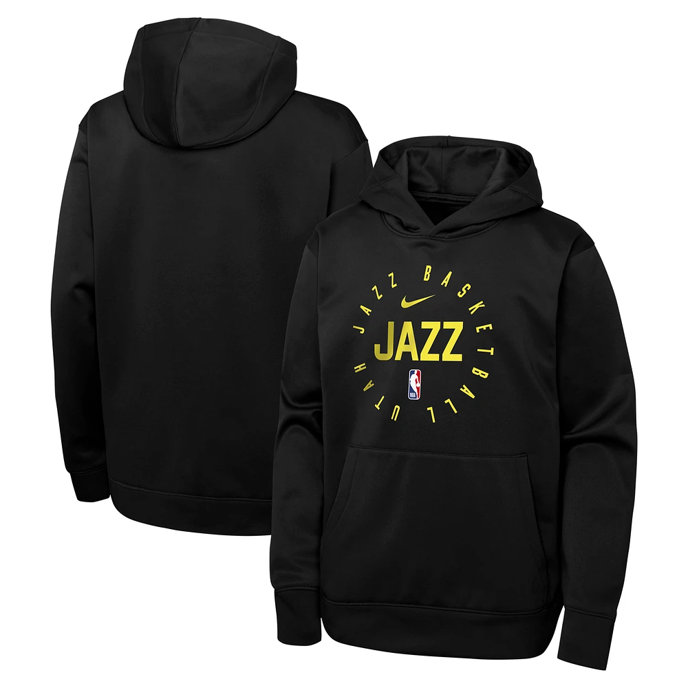 Youth Nike Black Utah Jazz Performance Practice Spotlight Pullover Hoodie