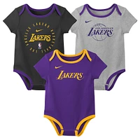 Infant Nike Los Angeles Lakers Three-Pack Bodysuit Set