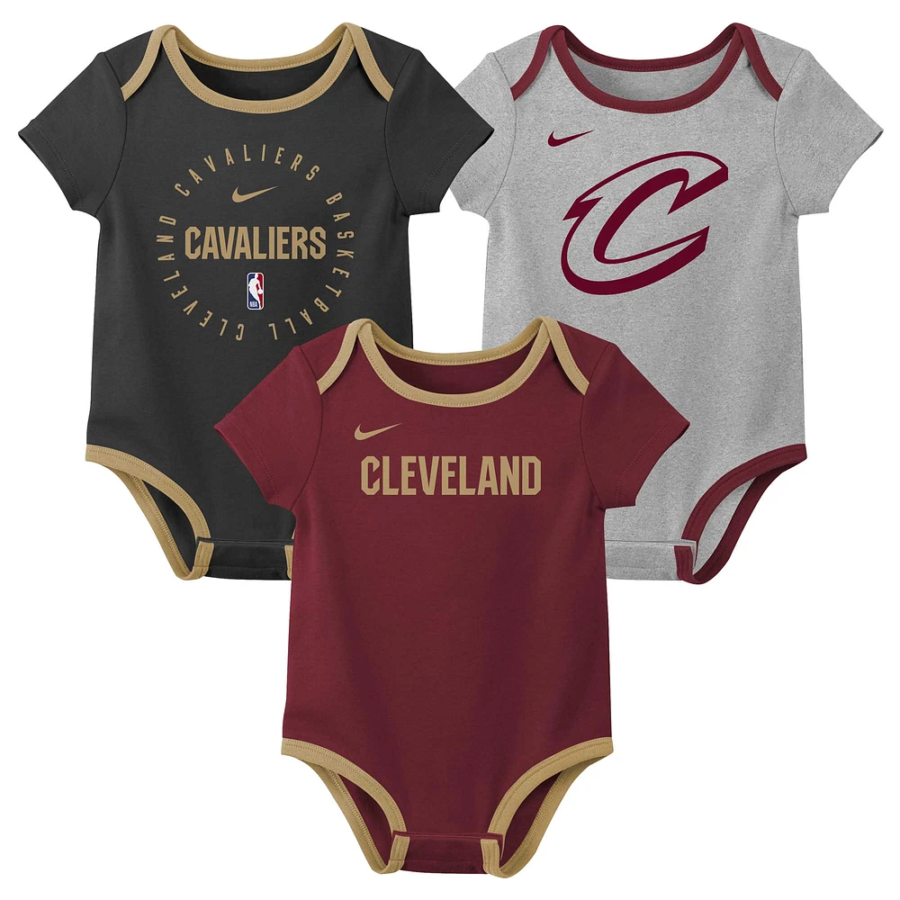 Infant Nike Cleveland Cavaliers Three-Pack Bodysuit Set