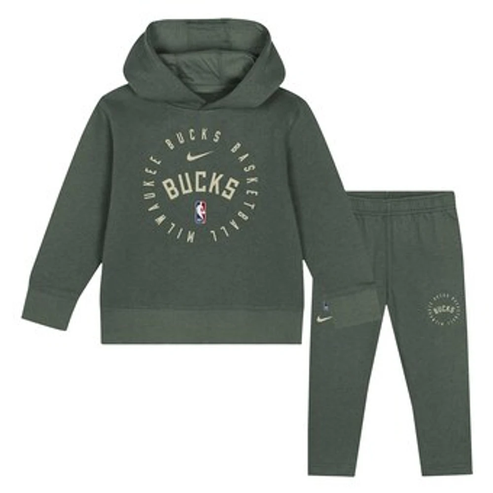 Toddler Nike Hunter Green Milwaukee Bucks Practice Club Pullover Hoodie and Sweatpants Set