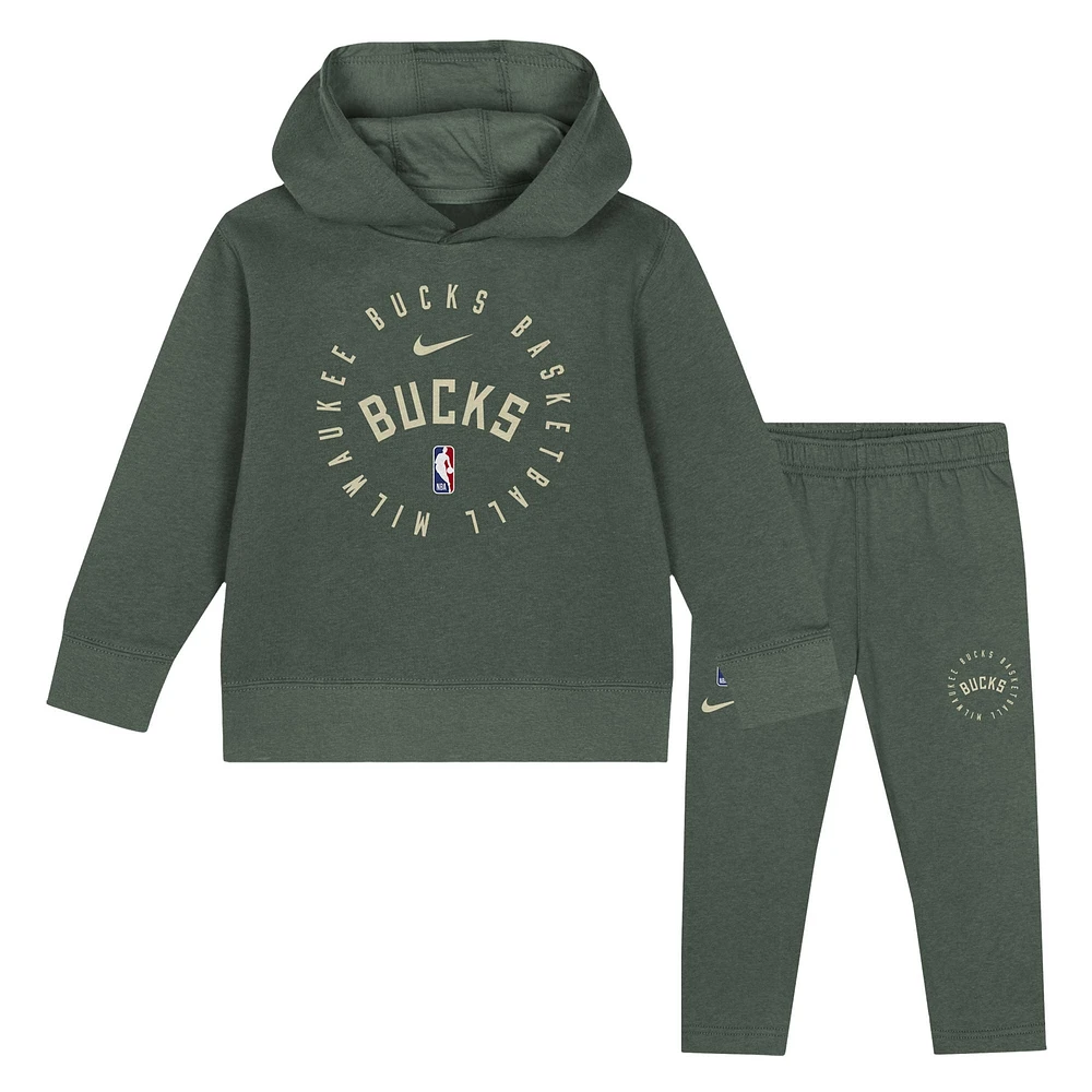 Toddler Nike Hunter Green Milwaukee Bucks Practice Club Pullover Hoodie and Sweatpants Set