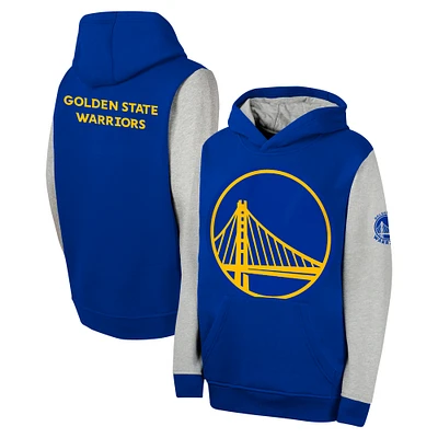 Youth  Royal Golden State Warriors Fair Catch Fleece Pullover Hoodie