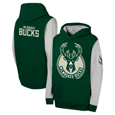 Youth  Hunter Green Milwaukee Bucks Fair Catch Fleece Pullover Hoodie